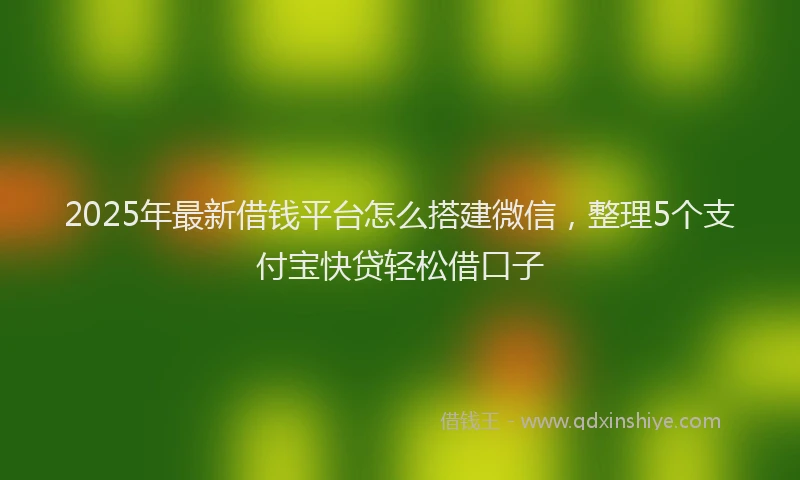 2025年最新借钱平台怎么搭建微信，整理5个支付宝快贷轻松借口子