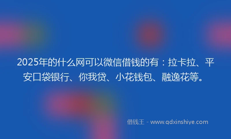2025年的什么网可以微信借钱的有：拉卡拉、平安口袋银行、你我贷、小花钱包、融逸花等。