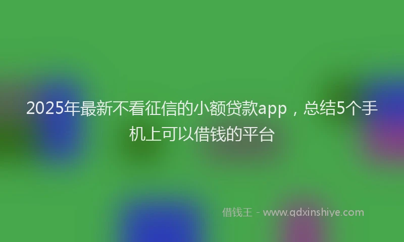 2025年最新不看征信的小额贷款app，总结5个手机上可以借钱的平台