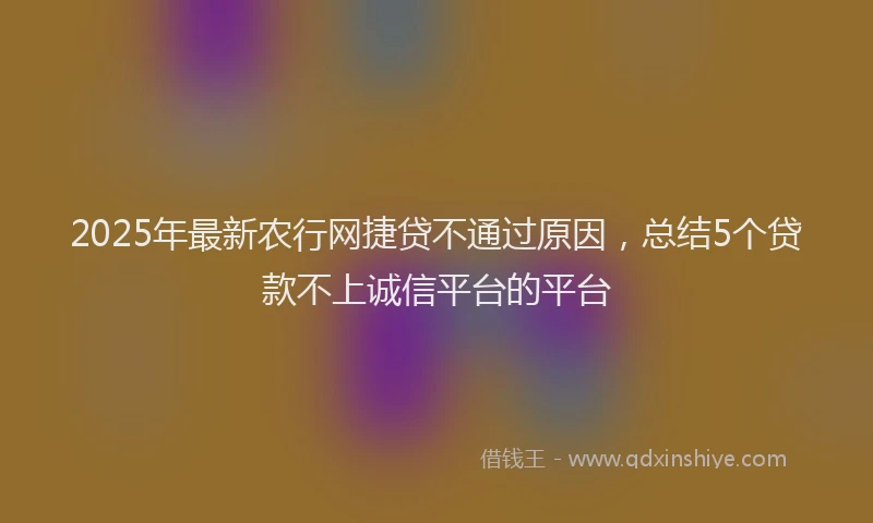 2025年最新农行网捷贷不通过原因，总结5个贷款不上诚信平台的平台