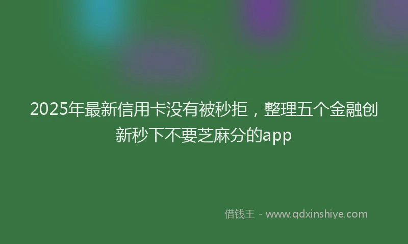 2025年最新信用卡没有被秒拒，整理五个金融创新秒下不要芝麻分的app