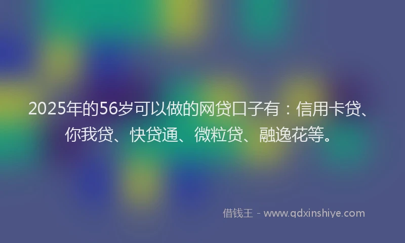 2025年的56岁可以做的网贷口子有：信用卡贷、你我贷、快贷通、微粒贷、融逸花等。
