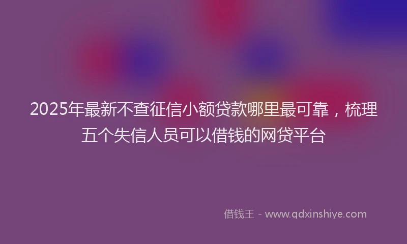 2025年最新不查征信小额贷款哪里最可靠，梳理五个失信人员可以借钱的网贷平台