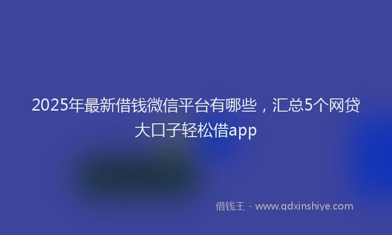 2025年最新借钱微信平台有哪些，汇总5个网贷大口子轻松借app