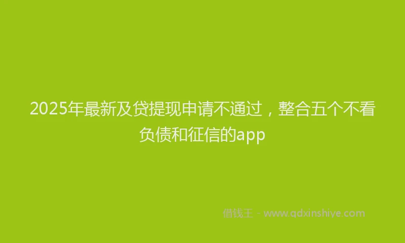 2025年最新及贷提现申请不通过，整合五个不看负债和征信的app