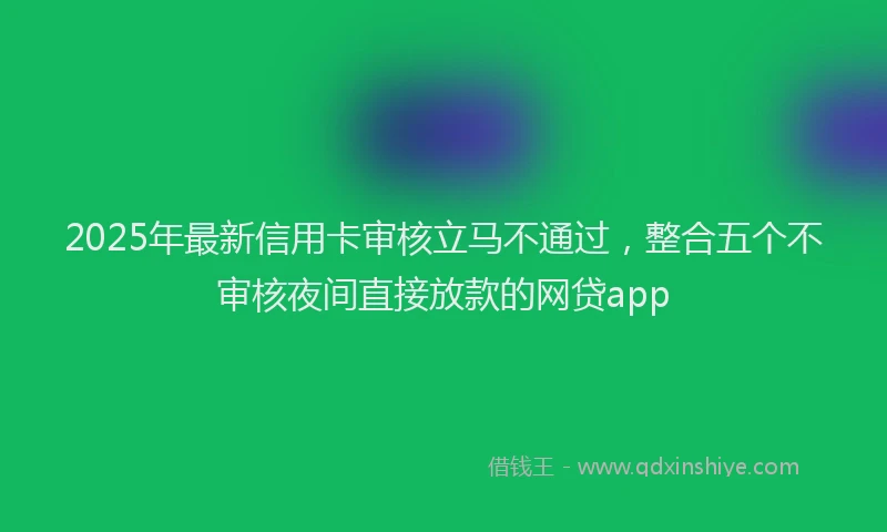 2025年最新信用卡审核立马不通过，整合五个不审核夜间直接放款的网贷app