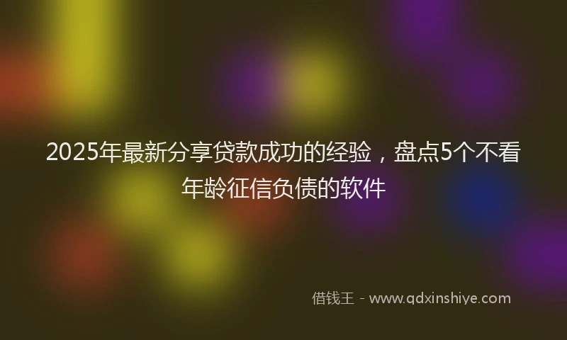 2025年最新分享贷款成功的经验，盘点5个不看年龄征信负债的软件