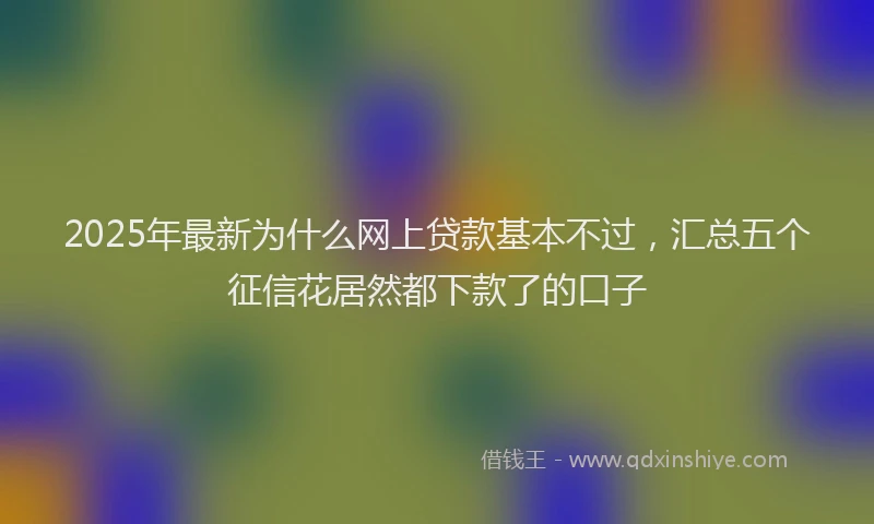 2025年最新为什么网上贷款基本不过，汇总五个征信花居然都下款了的口子
