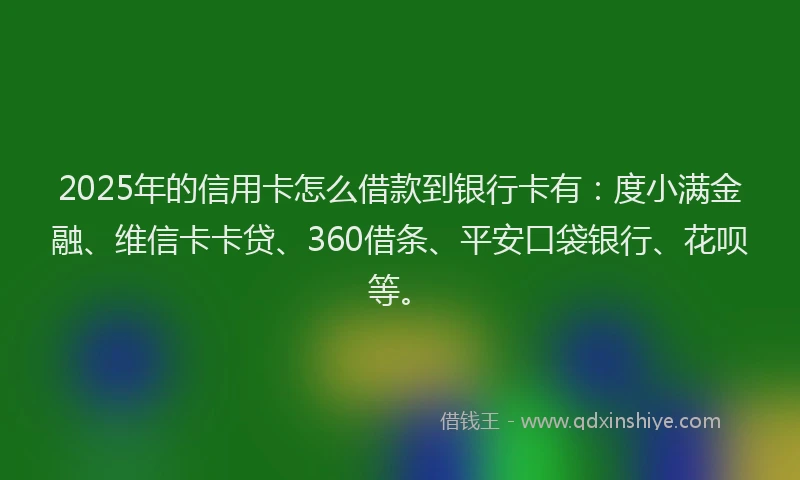 2025年的信用卡怎么借款到银行卡有：度小满金融、维信卡卡贷、360借条、平安口袋银行、花呗等。
