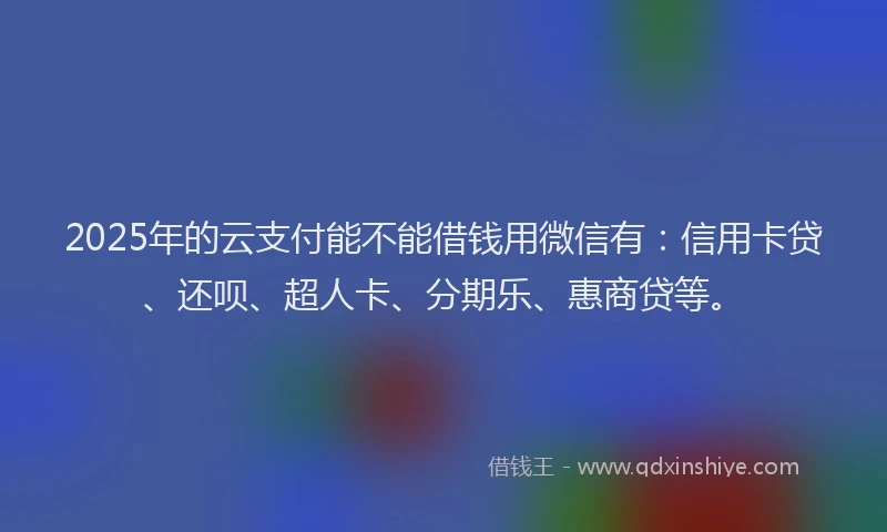 2025年的云支付能不能借钱用微信有：信用卡贷、还呗、超人卡、分期乐、惠商贷等。