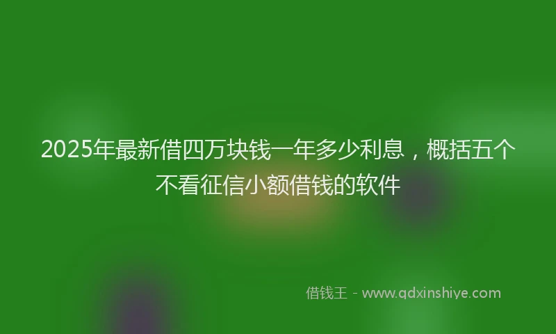 2025年最新借四万块钱一年多少利息，概括五个不看征信小额借钱的软件