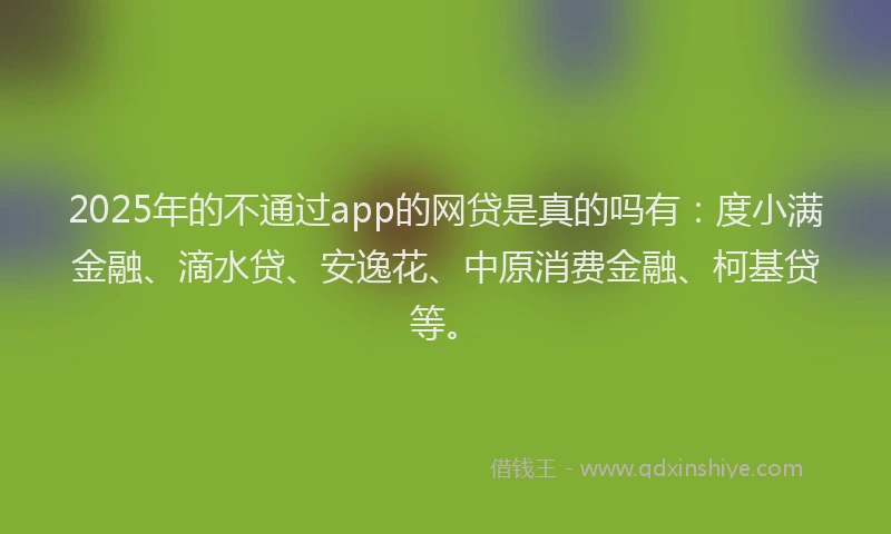 2025年的不通过app的网贷是真的吗有：度小满金融、滴水贷、安逸花、中原消费金融、柯基贷等。