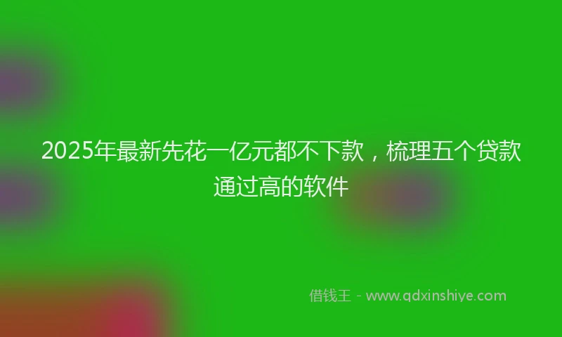 2025年最新先花一亿元都不下款，梳理五个贷款通过高的软件