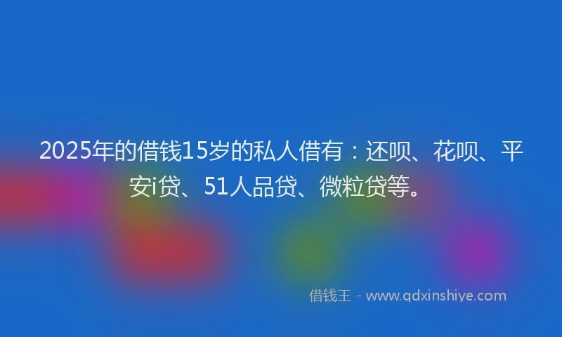 2025年的借钱15岁的私人借有：还呗、花呗、平安i贷、51人品贷、微粒贷等。