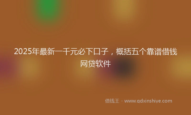 2025年最新一千元必下口子，概括五个靠谱借钱网贷软件