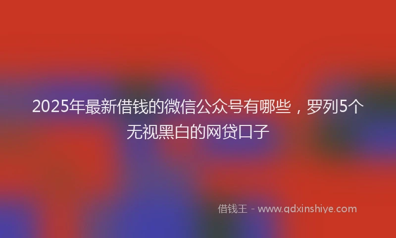 2025年最新借钱的微信公众号有哪些，罗列5个无视黑白的网贷口子