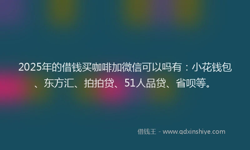 2025年的借钱买咖啡加微信可以吗有：小花钱包、东方汇、拍拍贷、51人品贷、省呗等。