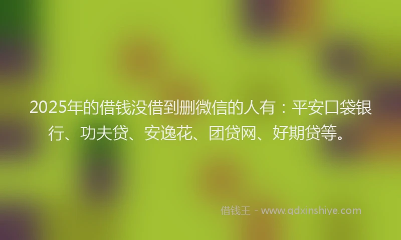 2025年的借钱没借到删微信的人有：平安口袋银行、功夫贷、安逸花、团贷网、好期贷等。