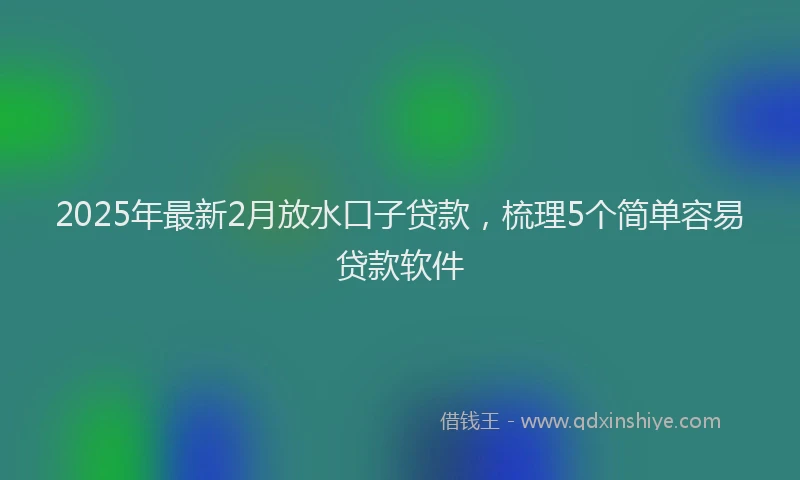 2025年最新2月放水口子贷款，梳理5个简单容易贷款软件