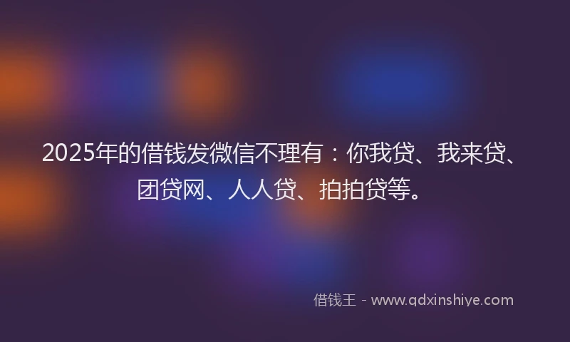 2025年的借钱发微信不理有：你我贷、我来贷、团贷网、人人贷、拍拍贷等。