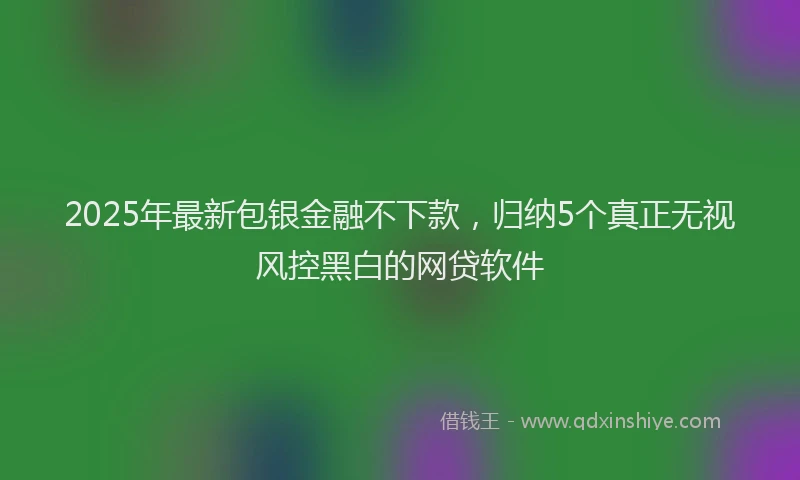 2025年最新包银金融不下款，归纳5个真正无视风控黑白的网贷软件