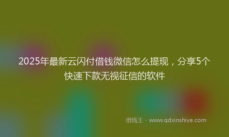2025年最新云闪付借钱微信怎么提现，分享5个快速下款无视征信的软件