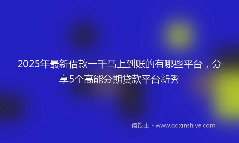 2025年最新借款一千马上到账的有哪些平台，分享5个高能分期贷款平台新秀