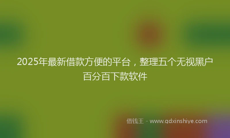 2025年最新借款方便的平台，整理五个无视黑户百分百下款软件