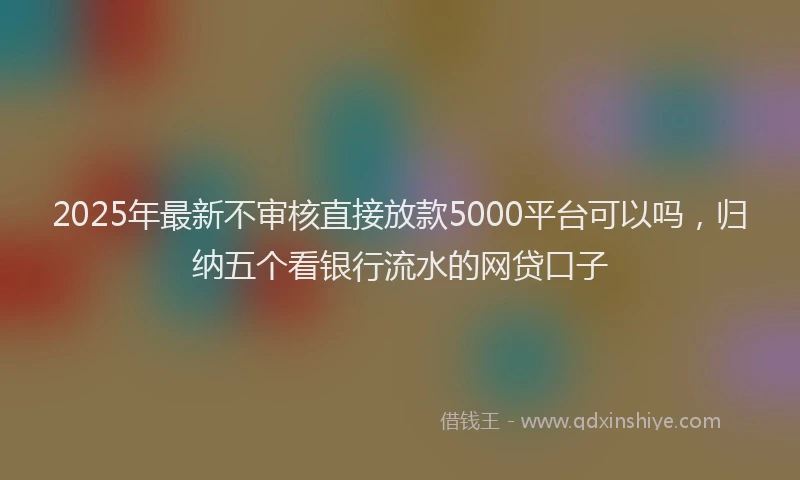 2025年最新不审核直接放款5000平台可以吗，归纳五个看银行流水的网贷口子