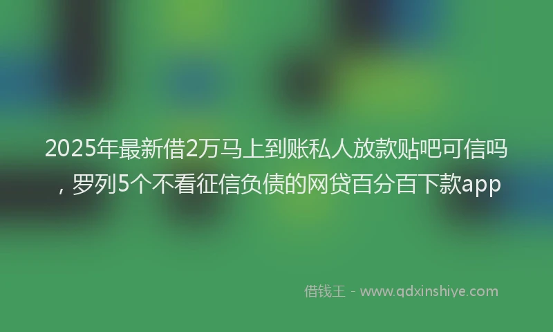 2025年最新借2万马上到账私人放款贴吧可信吗，罗列5个不看征信负债的网贷百分百下款app