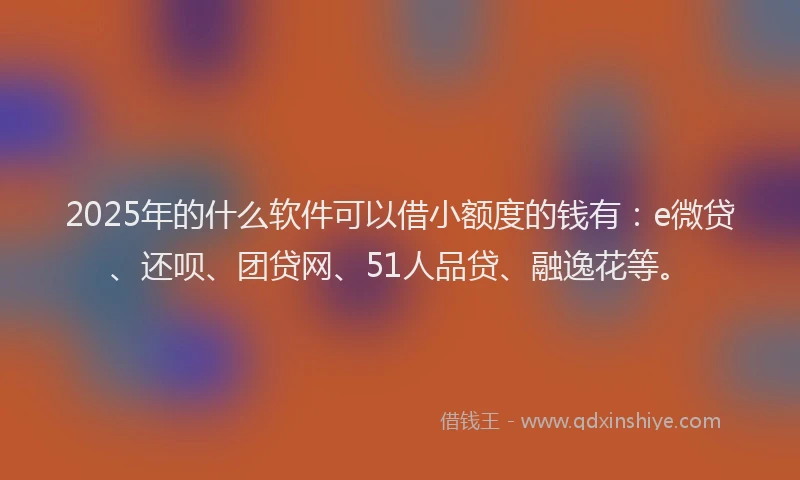 2025年的什么软件可以借小额度的钱有：e微贷、还呗、团贷网、51人品贷、融逸花等。
