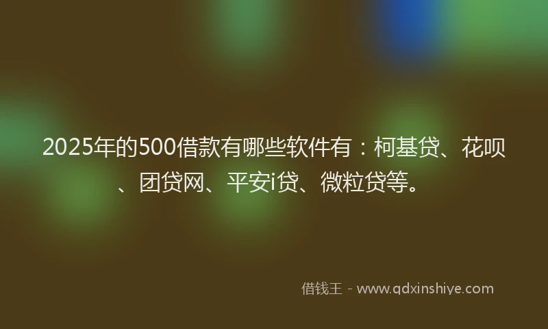 2025年的500借款有哪些软件有：柯基贷、花呗、团贷网、平安i贷、微粒贷等。