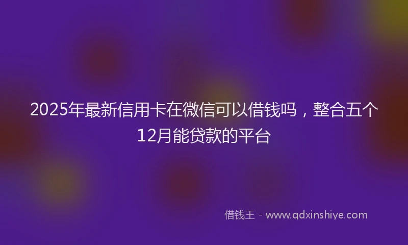 2025年最新信用卡在微信可以借钱吗，整合五个12月能贷款的平台