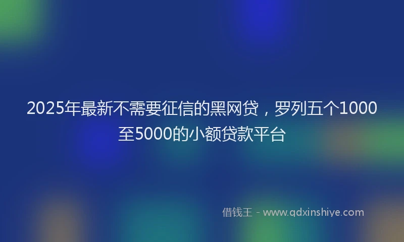 2025年最新不需要征信的黑网贷，罗列五个1000至5000的小额贷款平台