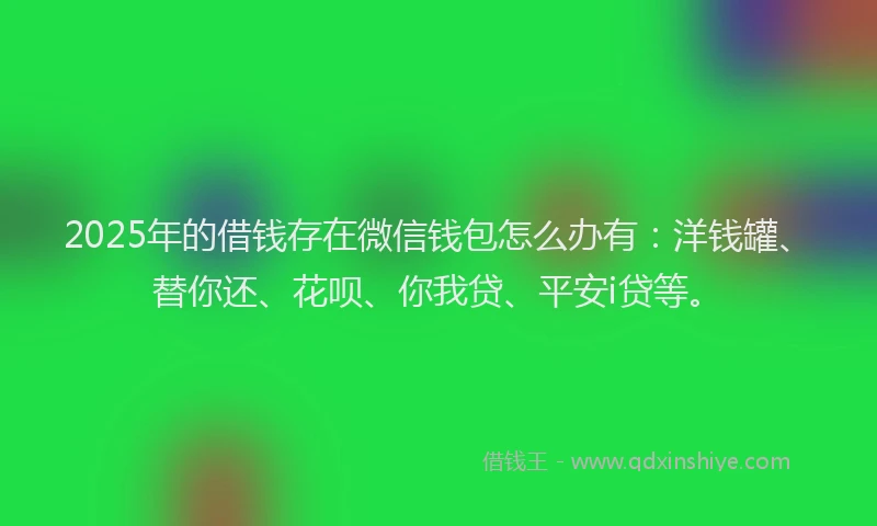 2025年的借钱存在微信钱包怎么办有：洋钱罐、替你还、花呗、你我贷、平安i贷等。
