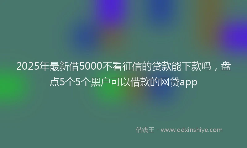 2025年最新借5000不看征信的贷款能下款吗，盘点5个5个黑户可以借款的网贷app