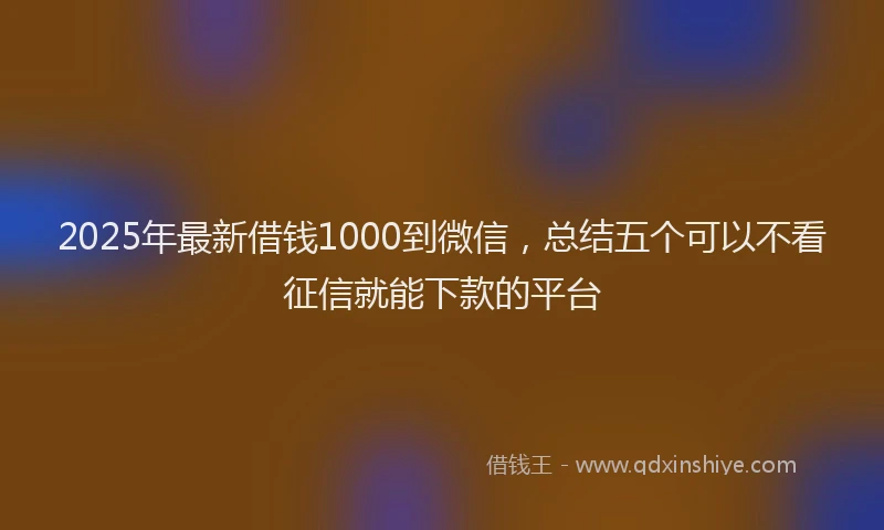 2025年最新借钱1000到微信，总结五个可以不看征信就能下款的平台
