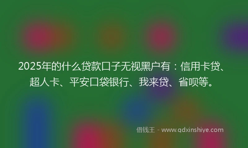 2025年的什么贷款口子无视黑户有：信用卡贷、超人卡、平安口袋银行、我来贷、省呗等。