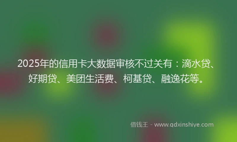 2025年的信用卡大数据审核不过关有：滴水贷、好期贷、美团生活费、柯基贷、融逸花等。