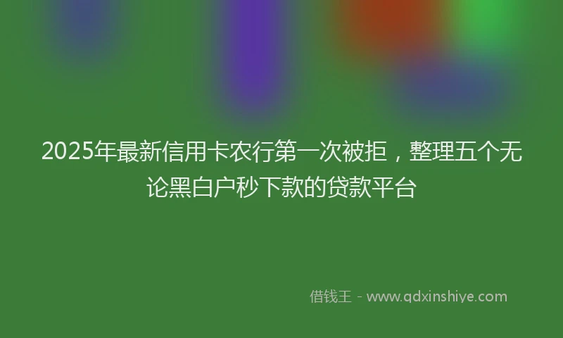 2025年最新信用卡农行第一次被拒，整理五个无论黑白户秒下款的贷款平台