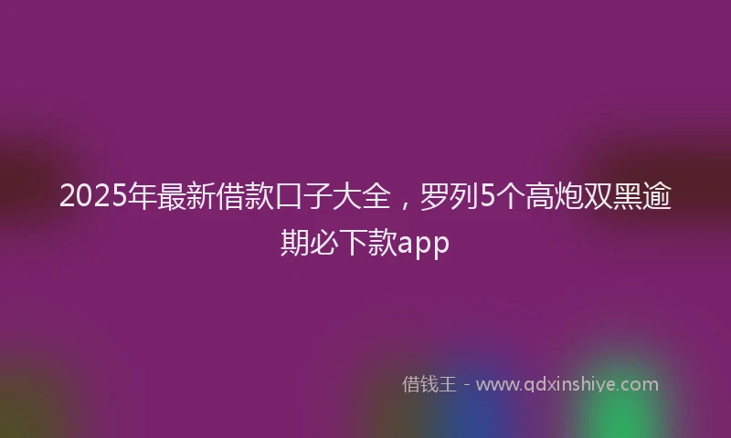 2025年最新借款口子大全，罗列5个高炮双黑逾期必下款app