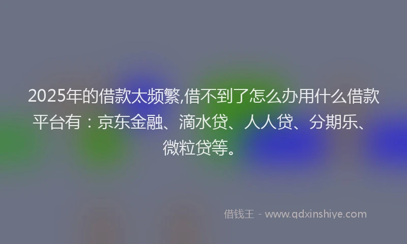 2025年的借款太频繁,借不到了怎么办用什么借款平台有：京东金融、滴水贷、人人贷、分期乐、微粒贷等。