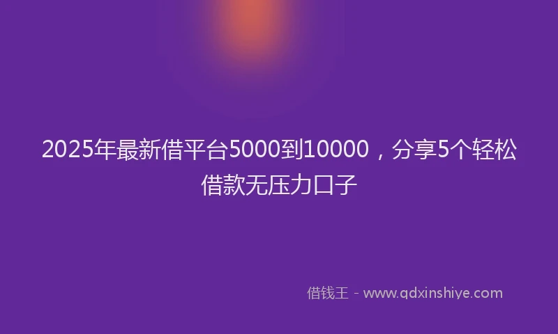 2025年最新借平台5000到10000，分享5个轻松借款无压力口子