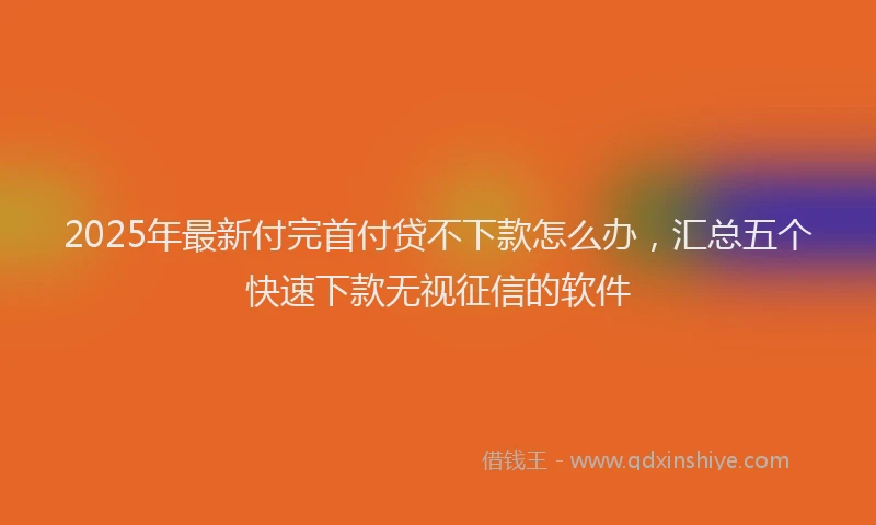 2025年最新付完首付贷不下款怎么办，汇总五个快速下款无视征信的软件