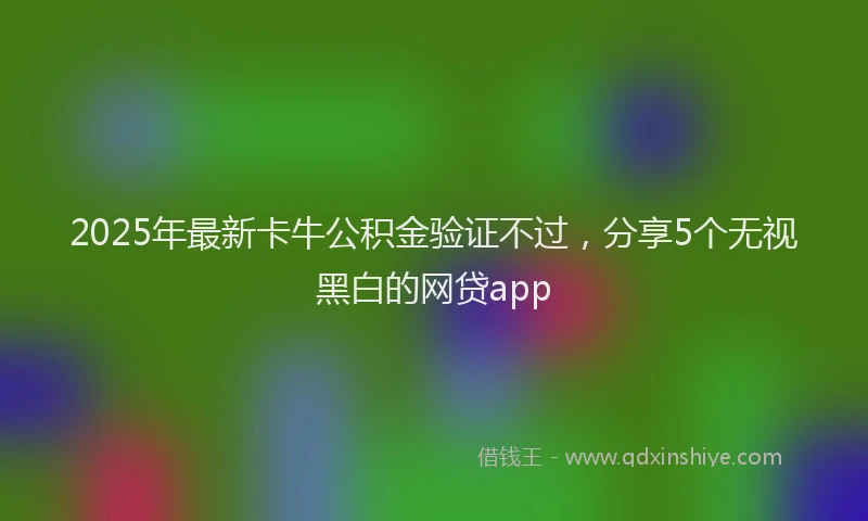 2025年最新卡牛公积金验证不过，分享5个无视黑白的网贷app
