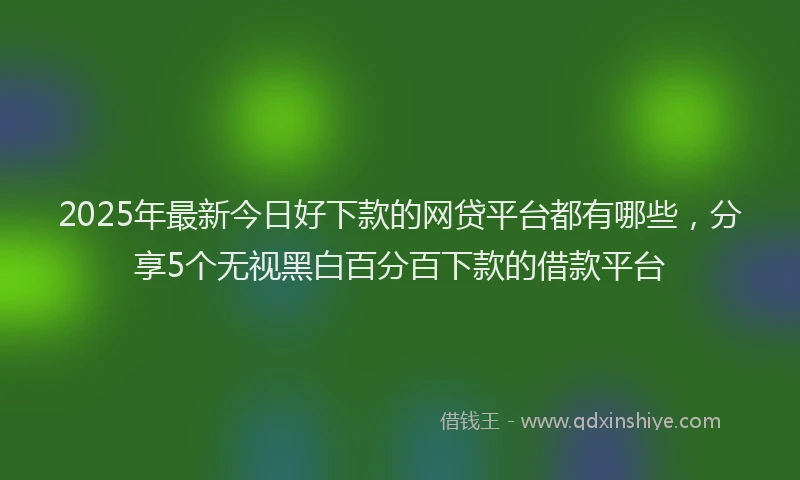 2025年最新今日好下款的网贷平台都有哪些，分享5个无视黑白百分百下款的借款平台