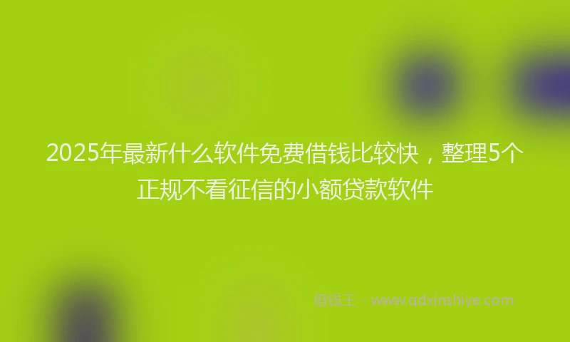 2025年最新什么软件免费借钱比较快，整理5个正规不看征信的小额贷款软件