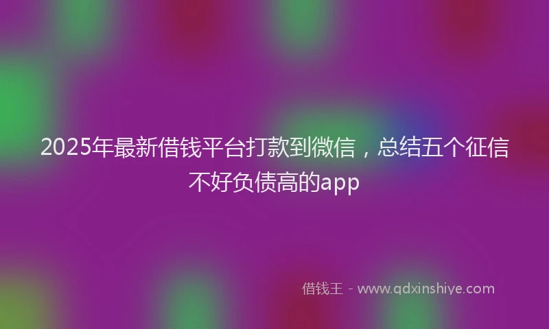 2025年最新借钱平台打款到微信，总结五个征信不好负债高的app
