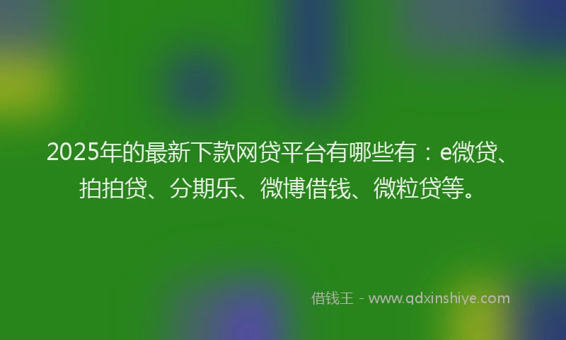 2025年的最新下款网贷平台有哪些有：e微贷、拍拍贷、分期乐、微博借钱、微粒贷等。