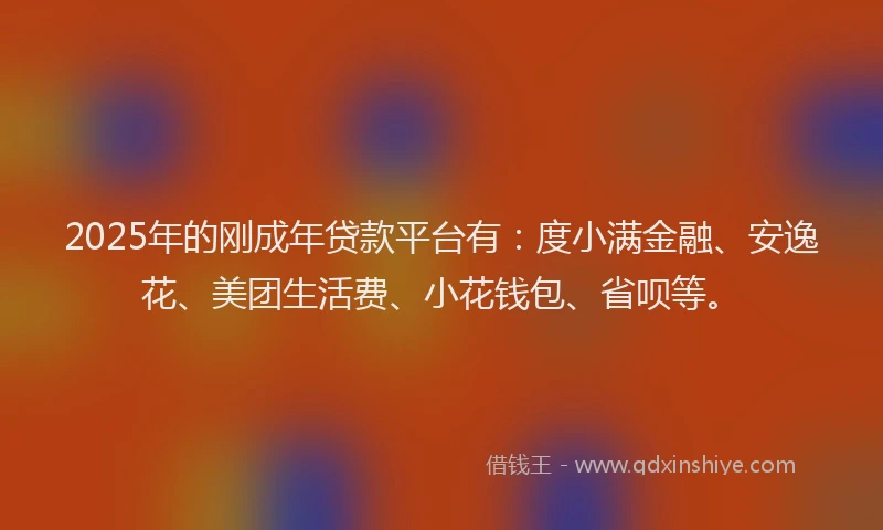 2025年的刚成年贷款平台有：度小满金融、安逸花、美团生活费、小花钱包、省呗等。